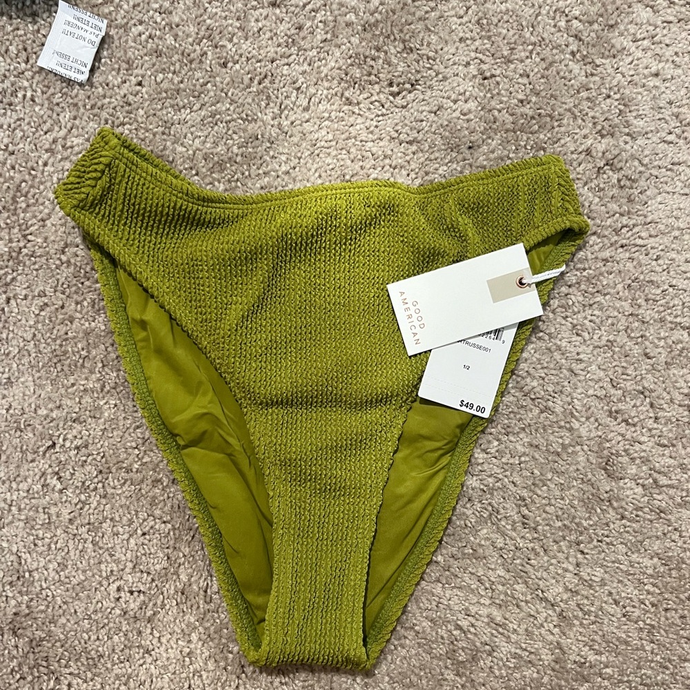 NWT! Good American always fits high waist bikini bottom charteusse small/medium